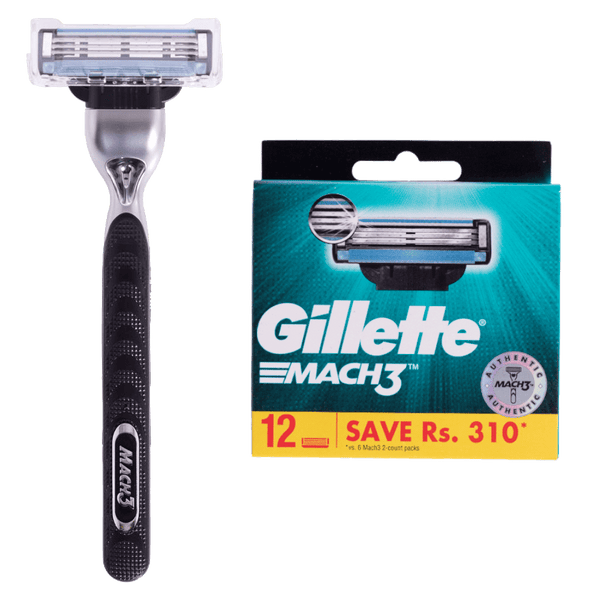 Gillette Mach3 Razor and 12 Gillette Refill Blades ZOTO