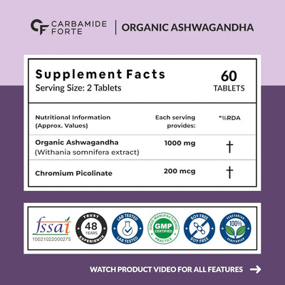 Carbamide Forte Ashwagandha 60 Tablets 1000mg