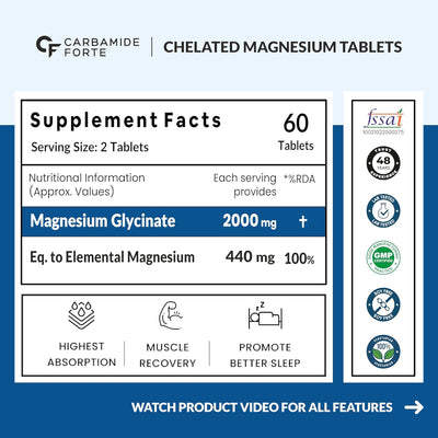 Chelated Magnesium Glycinate Supplement 60 Tablets