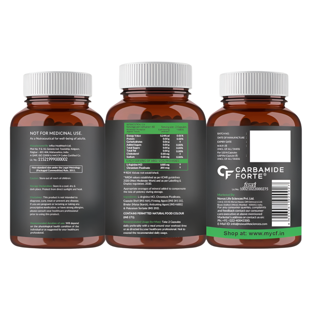 L Arginine extra strength 1000mg Supplement 120 capsules