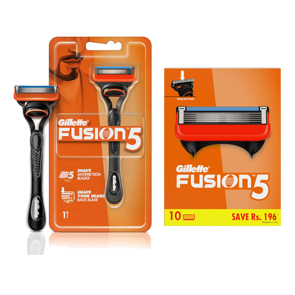 Gillette Fusion 5 Razor and 10 Blades Combo pack