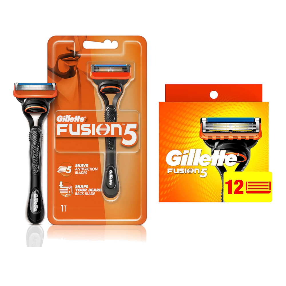 Gillette Fusion 5 Razor and 12 Blades Combo Pack