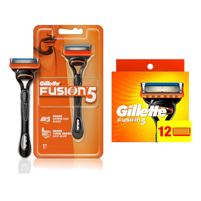 Gillette Fusion 5 Razor and 12 Blades Combo Pack