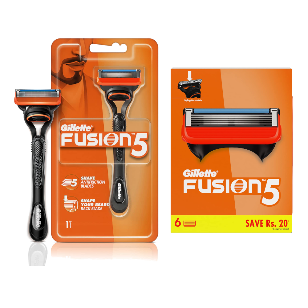 Gillette Fusion 5 Razor and 6 Blades Combo Pack
