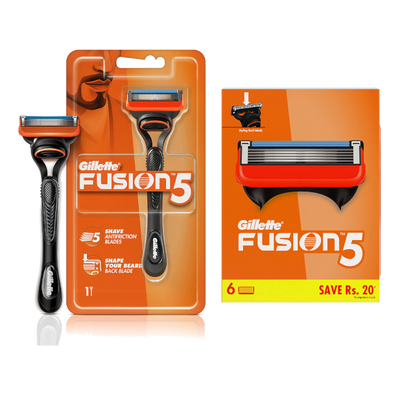Gillette Fusion 5 Razor and 6 Blades Combo Pack