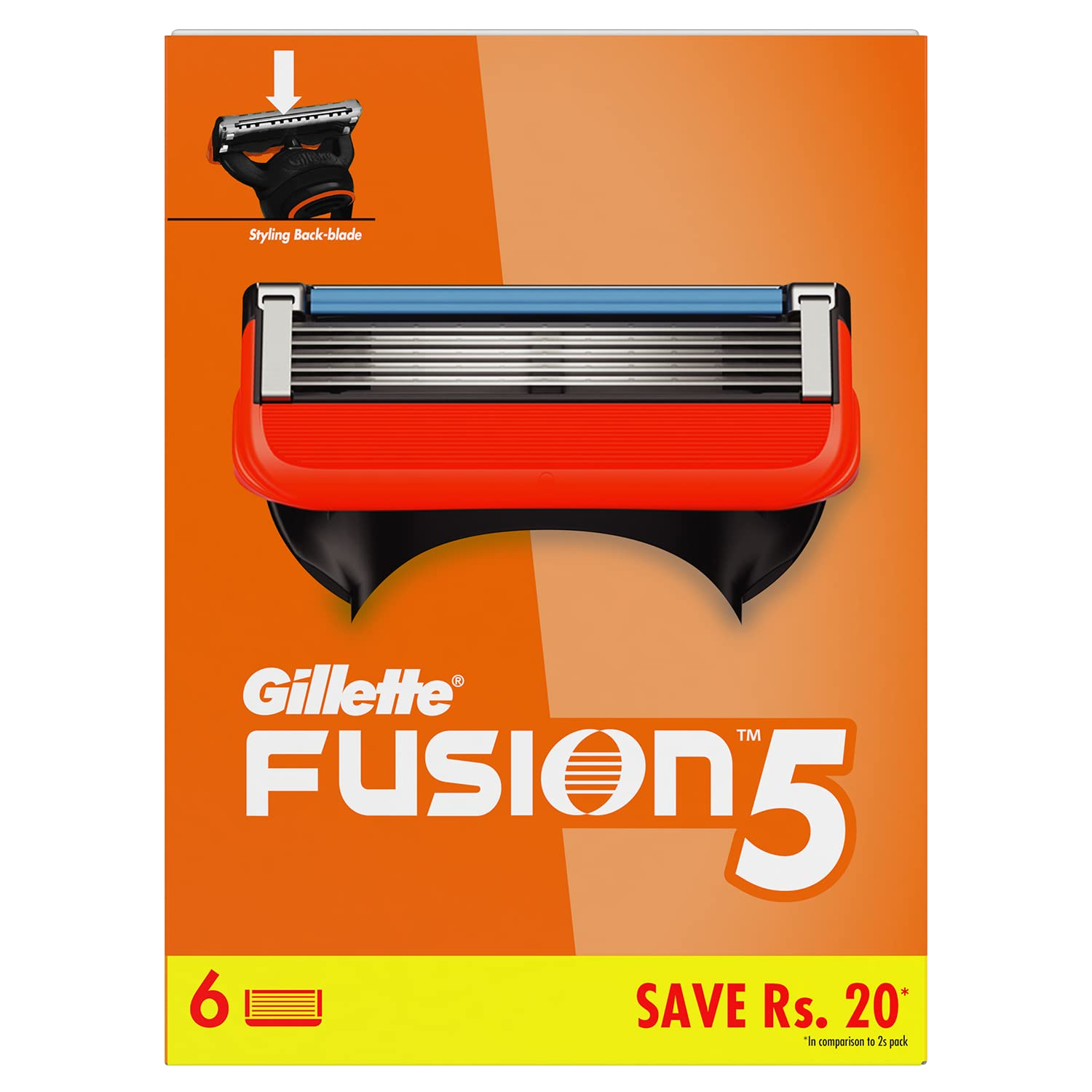 Gillette Fusion 5 Razor and 6 Blades Combo Pack