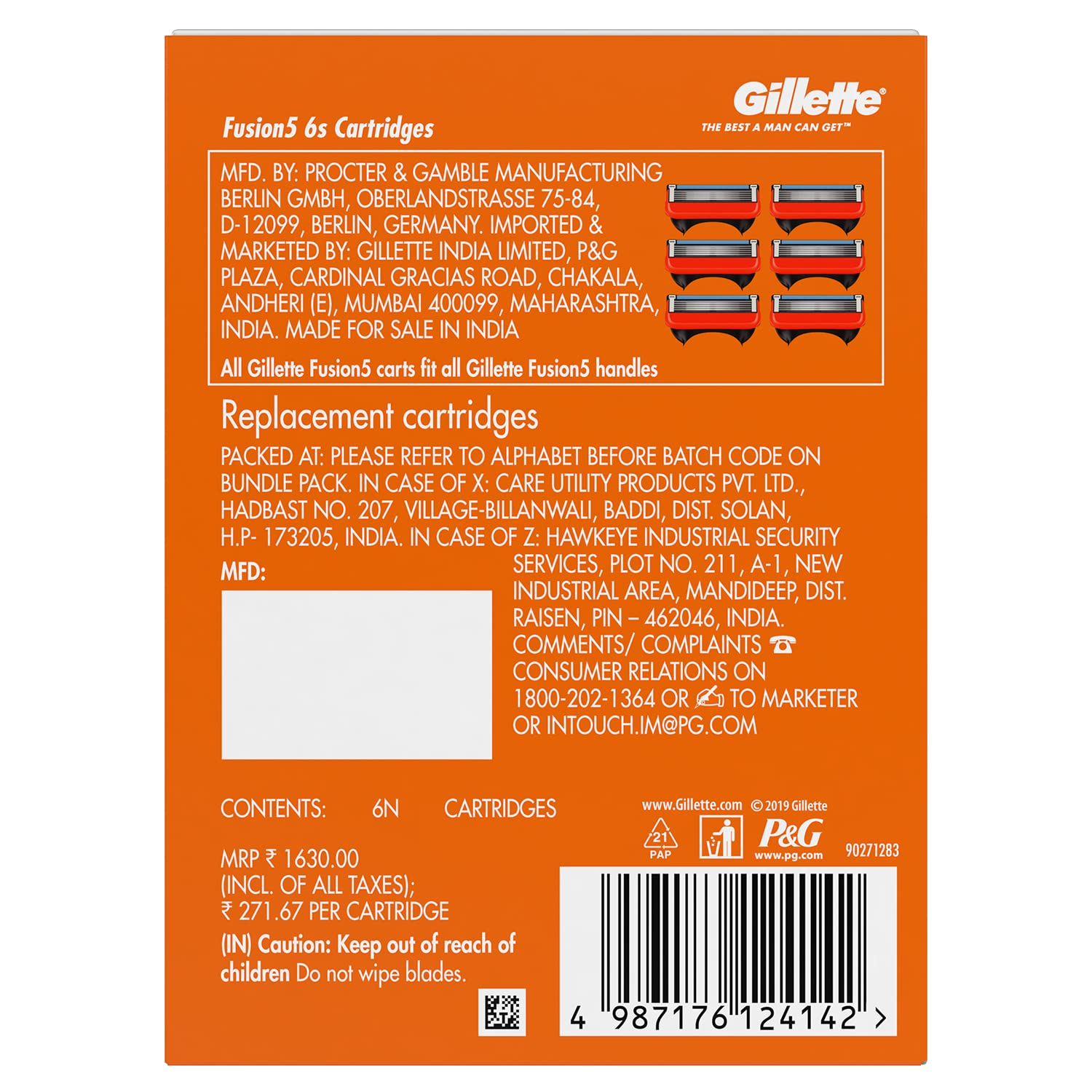 Gillette Fusion 5 Razor and 6 Blades Combo Pack