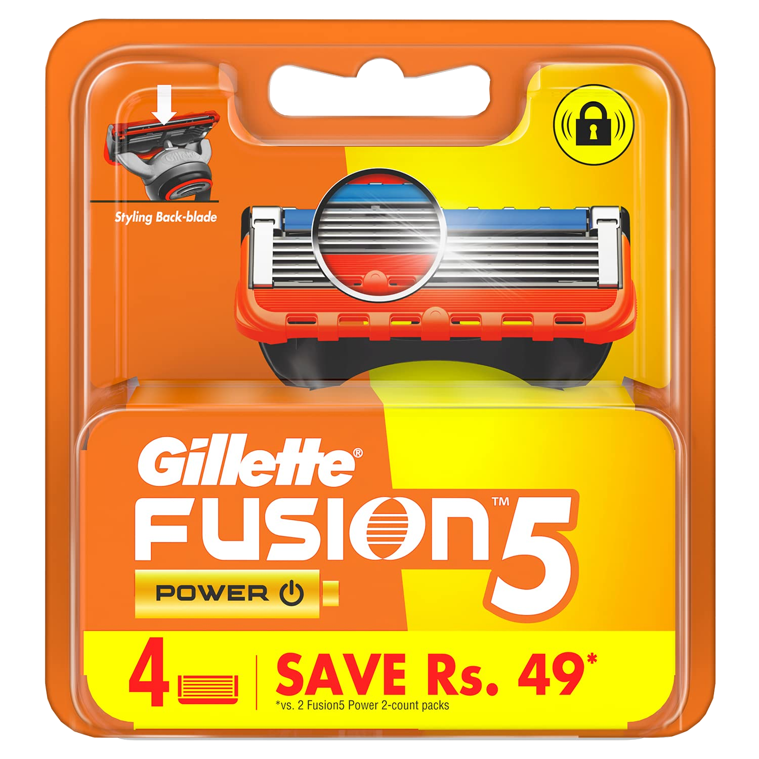 Gillette Fusion 5 POWER Razor and 4 Blades Combo Pack
