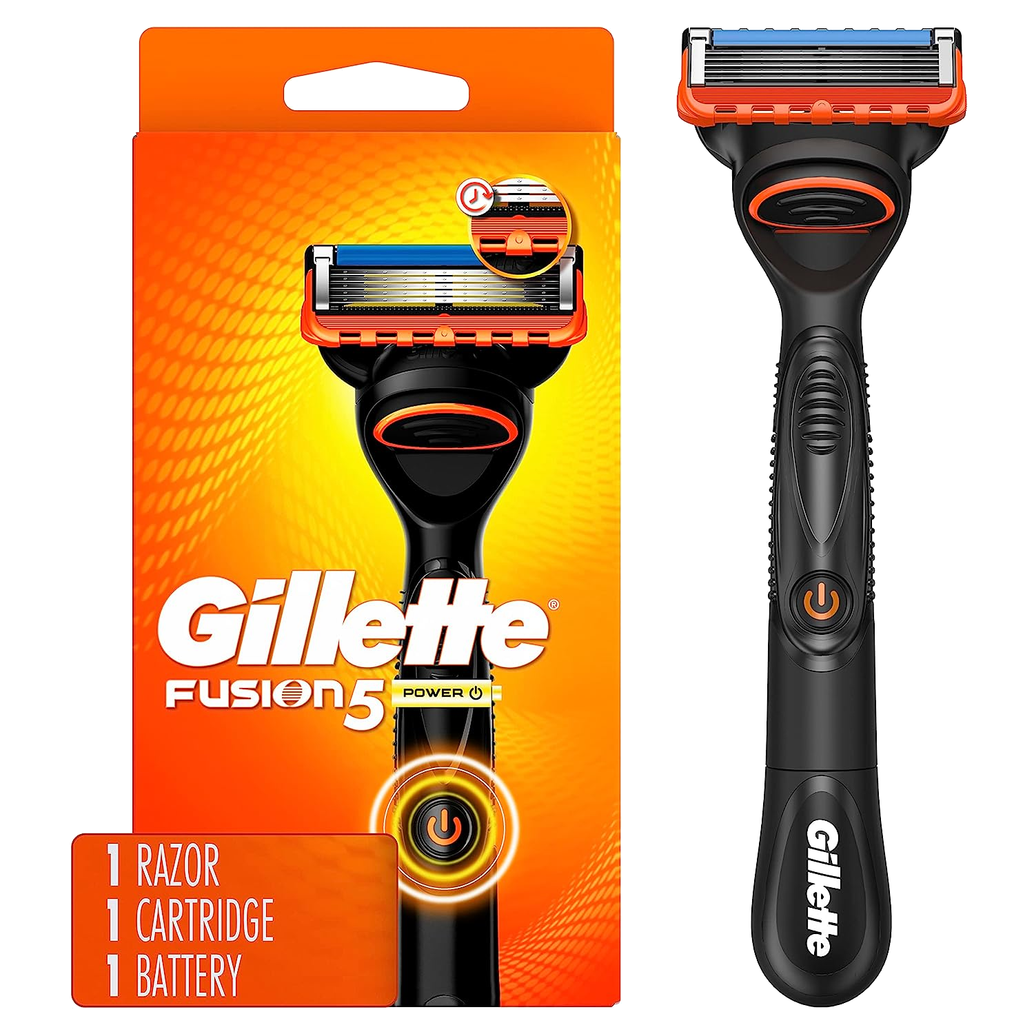 Red Gillette Fusion Razor Gillette Fusion 5 POWER Razor and 1 Blade - ZOTO