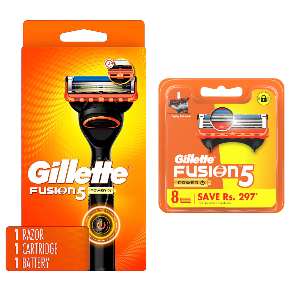 Gillette Fusion 5 POWER Razor and 8 Blades Combo Pack