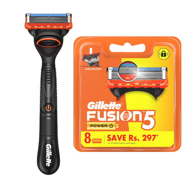Gillette Fusion 5 POWER Razor and 8 Blades Combo Pack - ZOTO