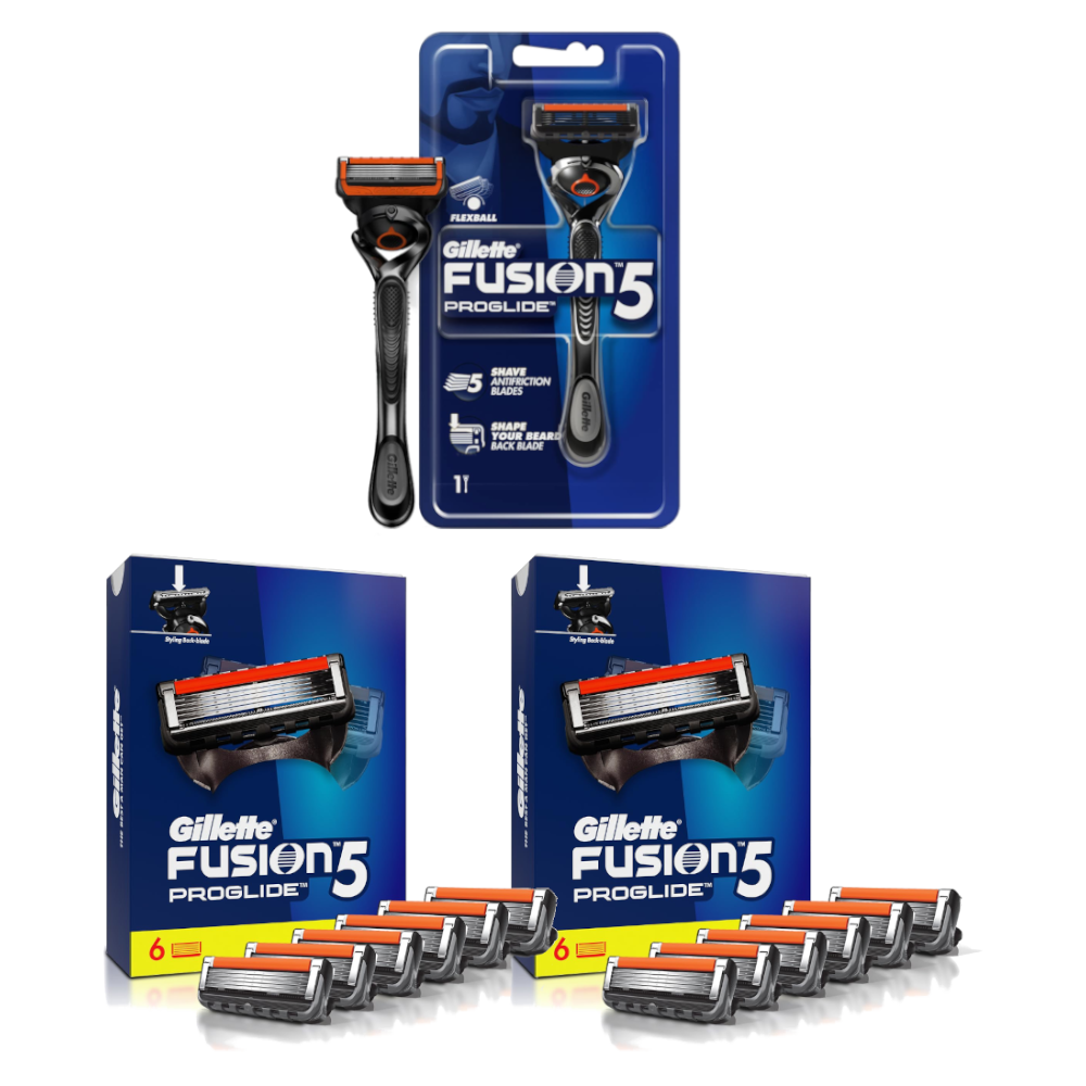 Gillette Fusion 5 ProGlide Razor and 12 Blades Combo Pack