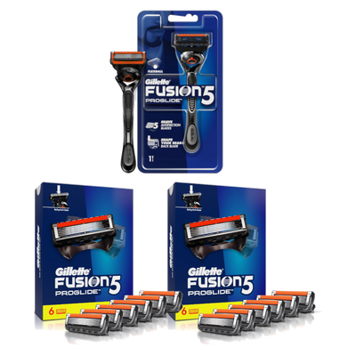 Gillette Fusion 5 ProGlide Razor and 12 Blades Combo Pack