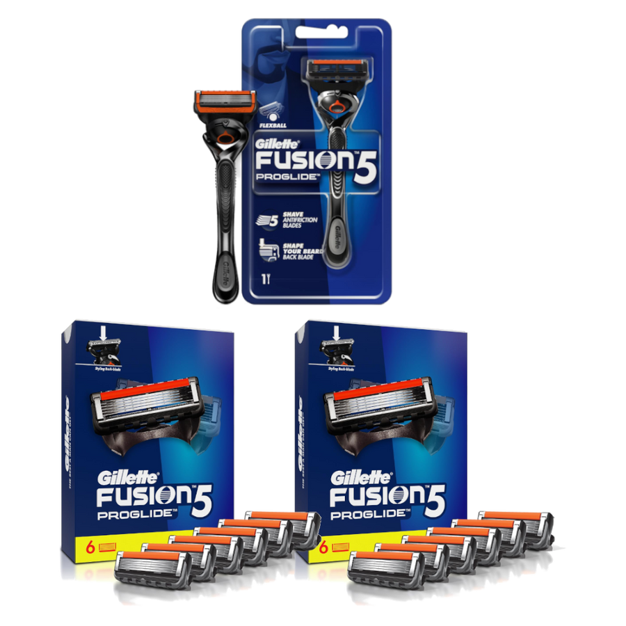 Gillette Fusion 5 ProGlide Razor and 12 Blades Combo Pack