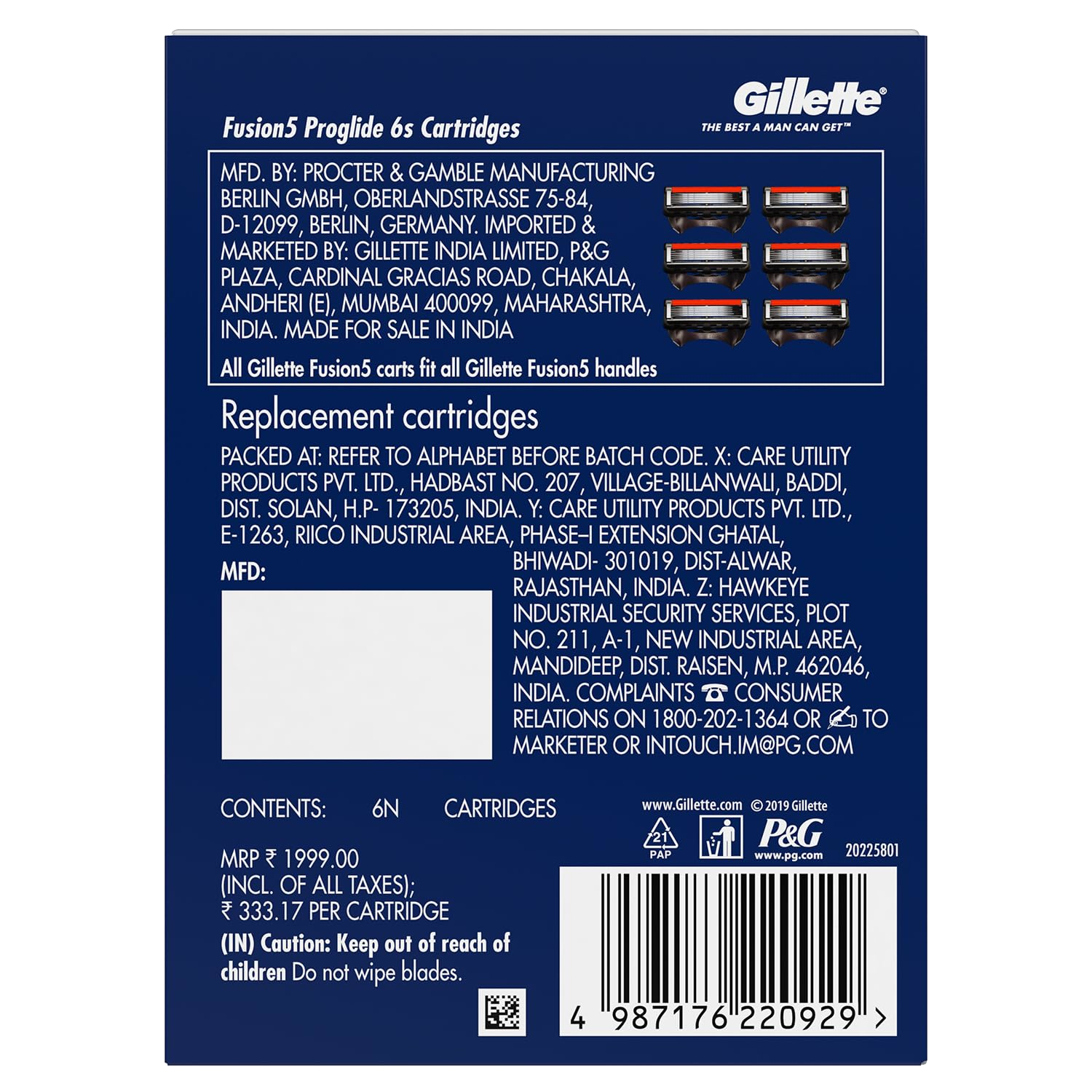 Gillette Fusion 5 ProGlide Blades 10 Pack