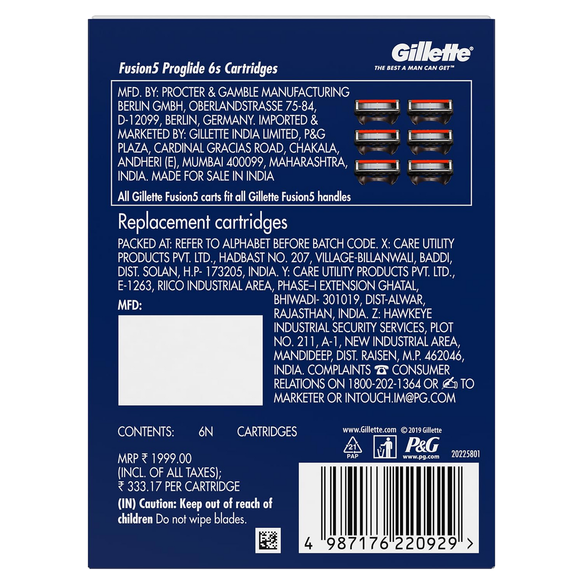 Gillette Fusion 5 ProGlide Razor and 10 Blades Combo Pack