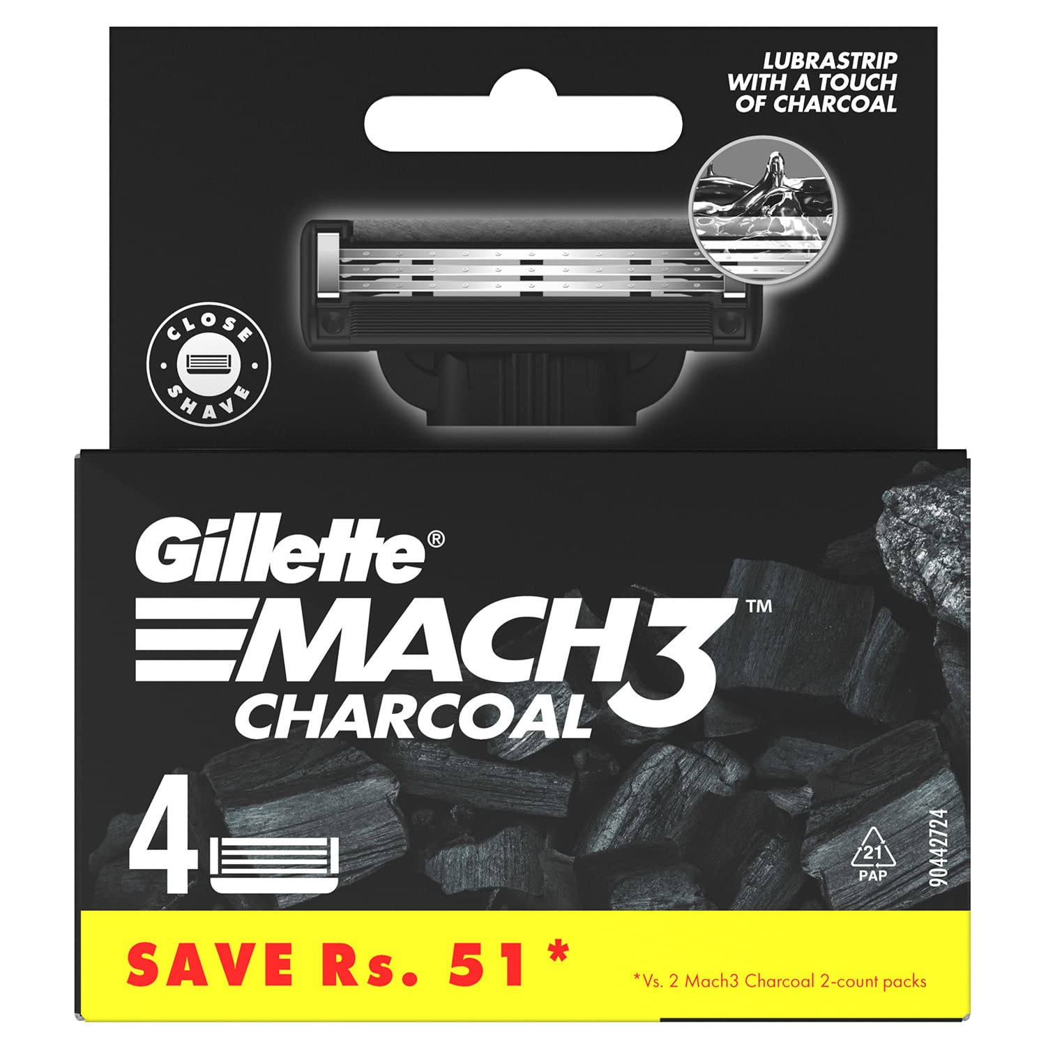Gillette Mach3 Charcoal 4 Blades Pack
