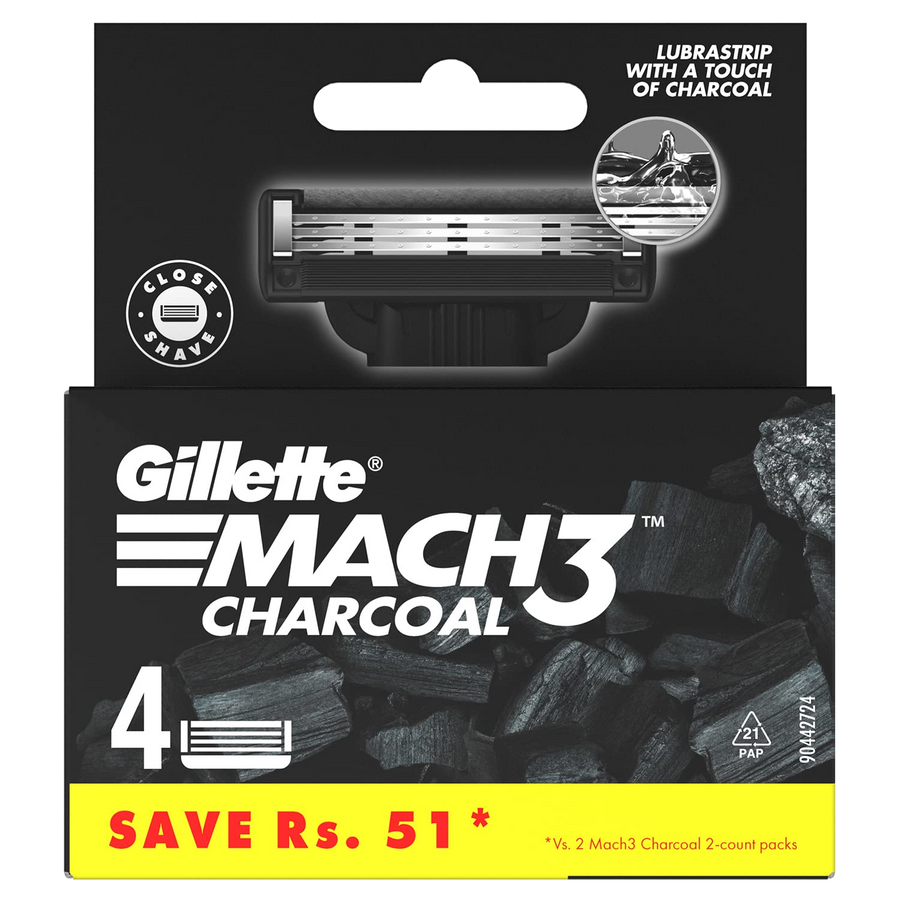 Gillette Mach3 Charcoal 4 Blades Pack