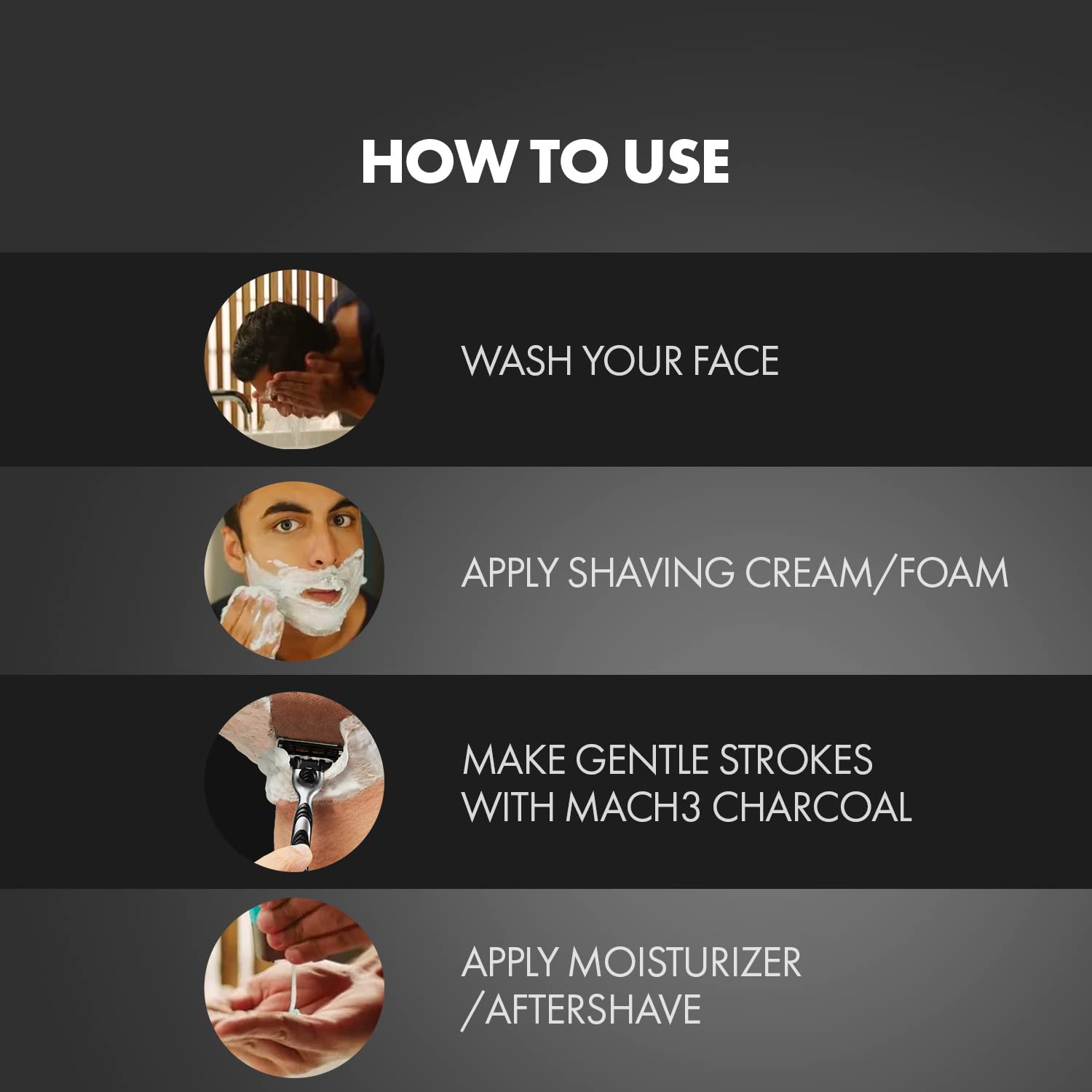 Gillette Mach3 Charcoal Razor and 4 Blades Combo Pack