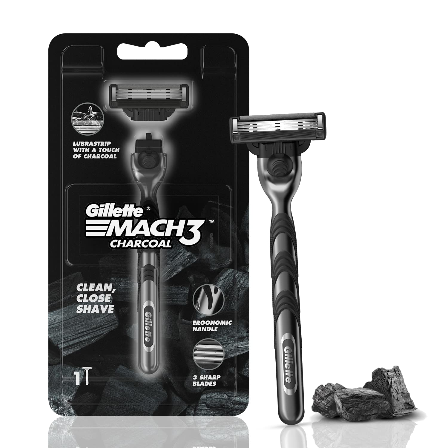Gillette Mach3 Charcoal Razor with 1 Blade
