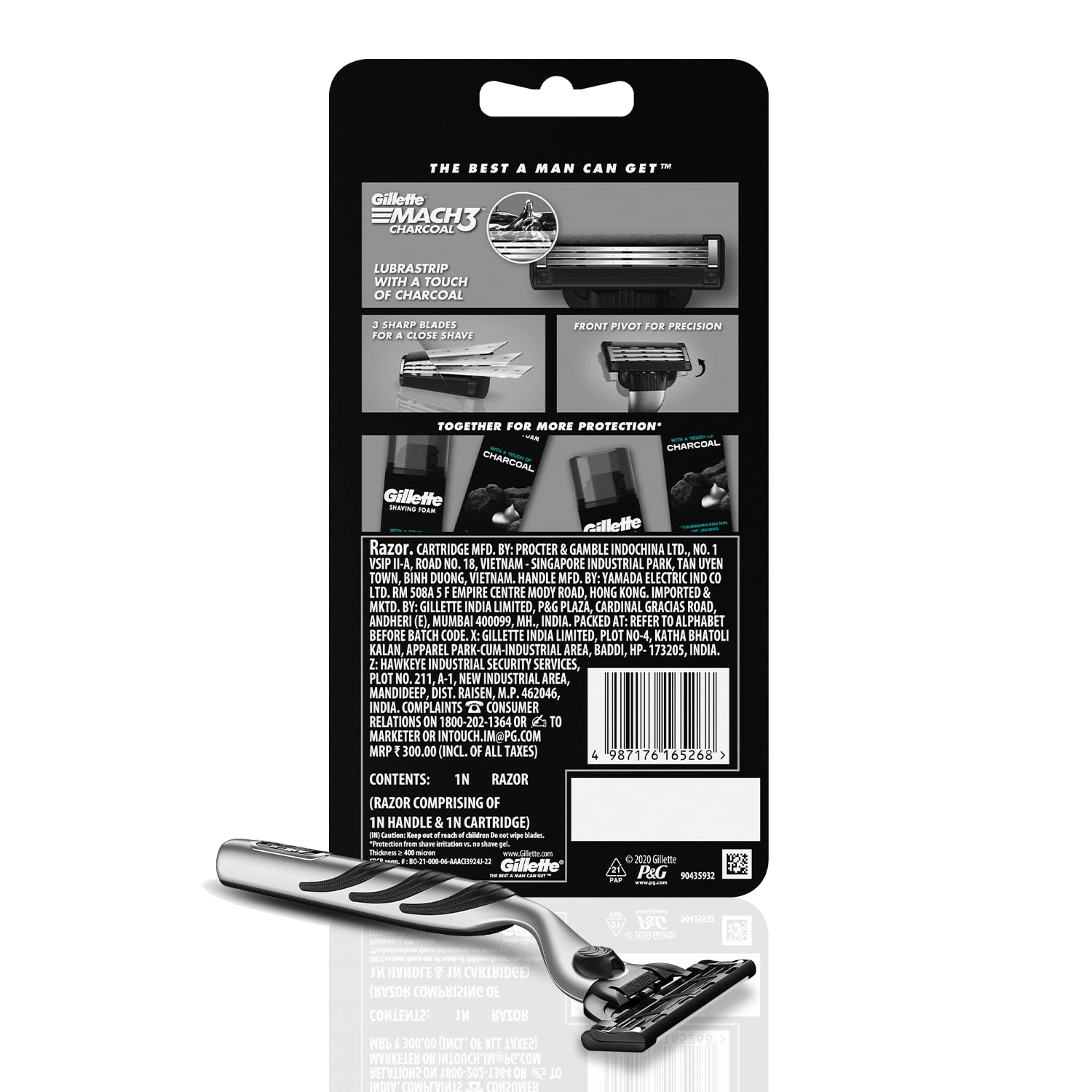 Gillette Mach3 Charcoal Razor with 1 Blade