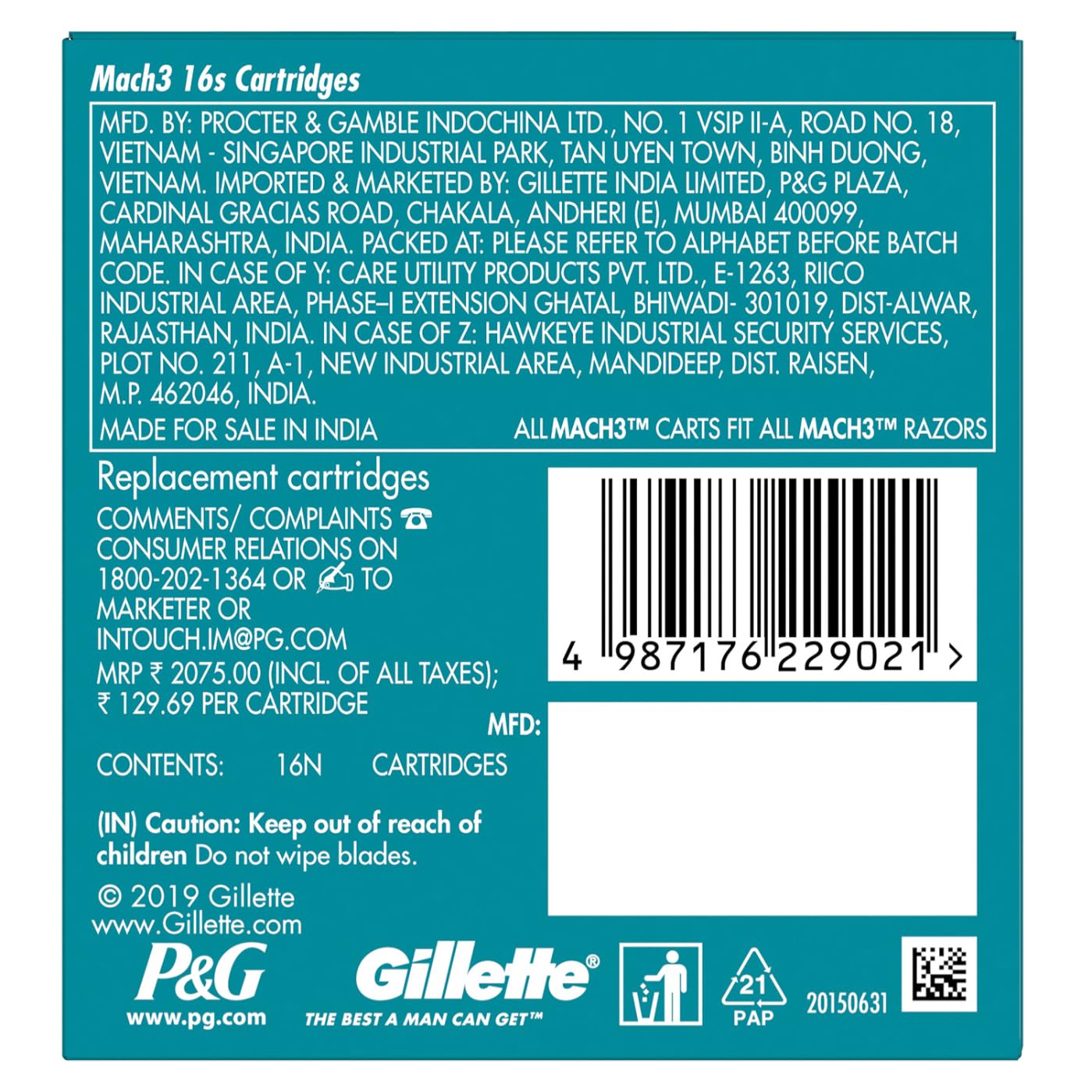 Gillette Mach3 Razor and 16 Gillette Refill Blades