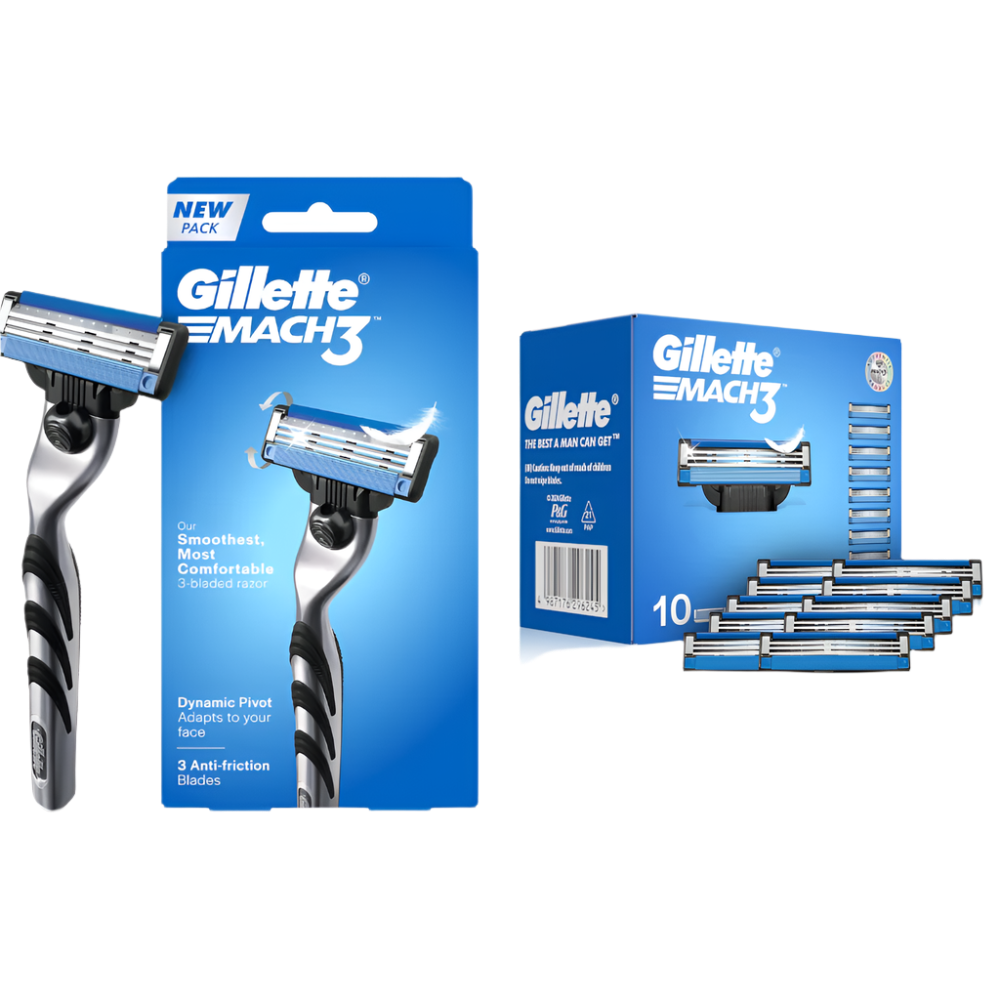 Gillette Mach3 Razor & Blades 10 Pieces Combo