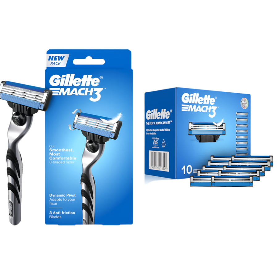 Gillette Mach3 Razor & Blades 10 Pieces Combo