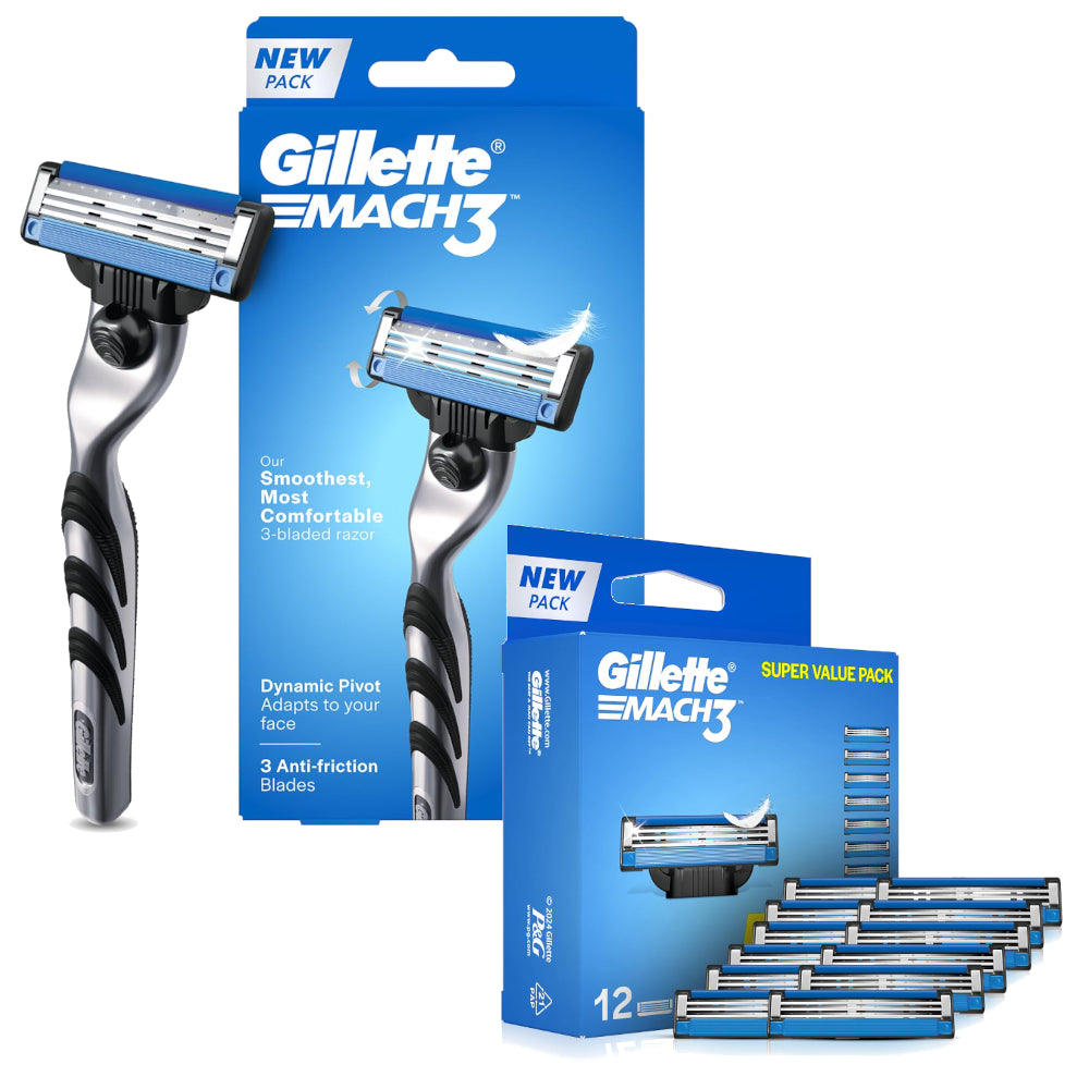 Gillette Mach3 Razor & Blades 12 Pieces Combo