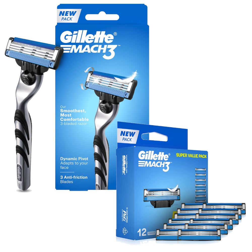 Gillette Mach3 Razor & Blades 12 Pieces Combo