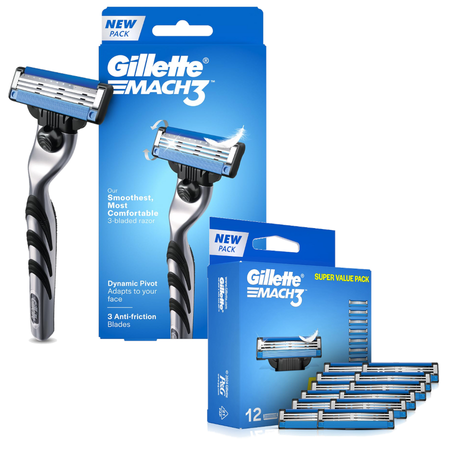 Gillette Mach3 Razor & Blades 12 Pieces Combo