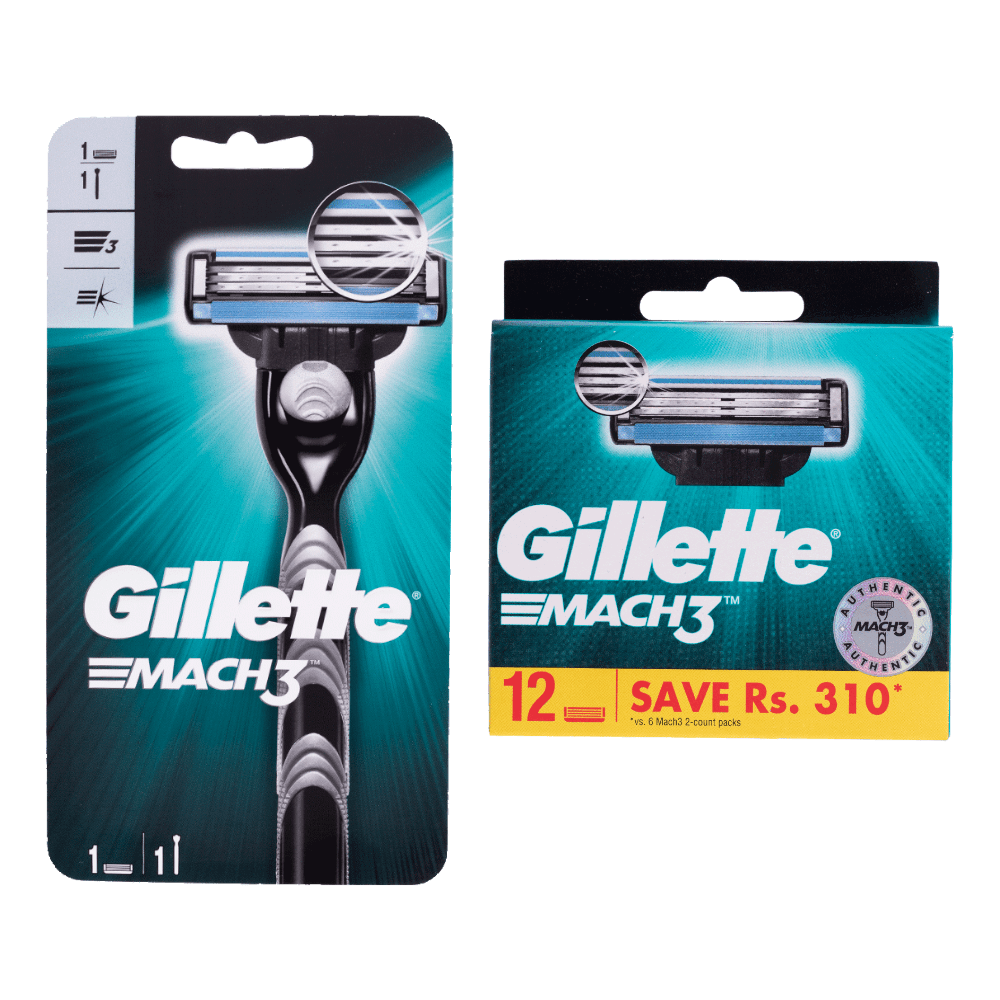 Gillette Mach3 Razor and 12 Gillette Refill Blades