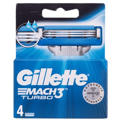 Gillette Mach3 Turbo Razor Blades 4 Pieces