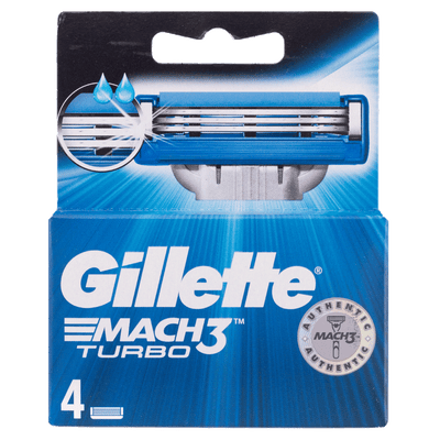 Gillette Mach3 Turbo Razor and 4 Pieces Blades