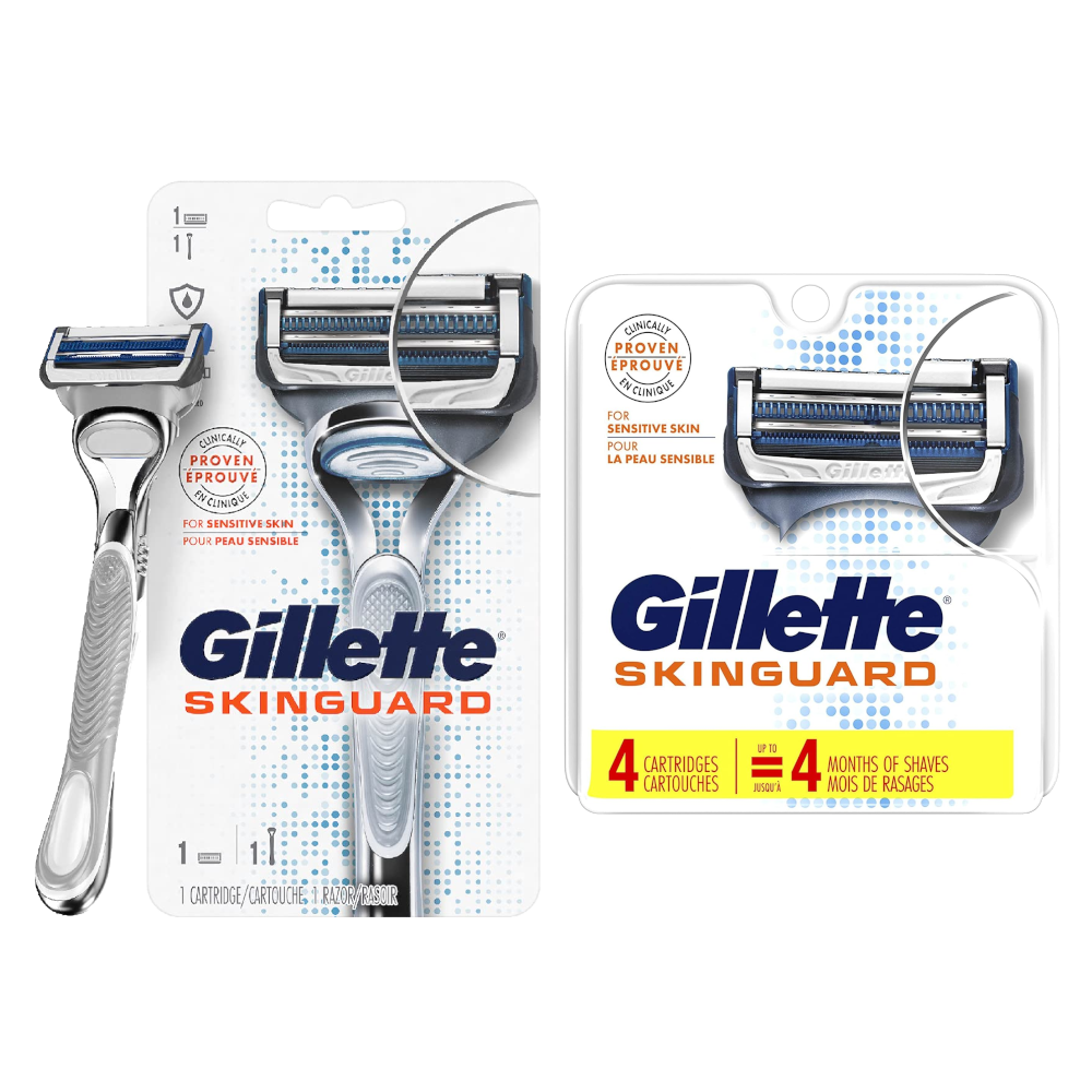 Gillette SkinGuard razor and 4 pack blades