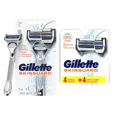 Gillette SkinGuard razor and 4 pack blades