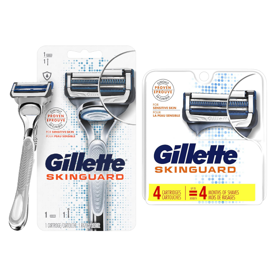 Gillette SkinGuard razor and 4 pack blades