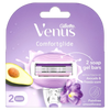 Gillette Venus Razor & 2 pack Venus Blades / Refills / Cartridges | 2 Pcs | for Women | (Avocado Oils & Freesia scent soap gel bars)