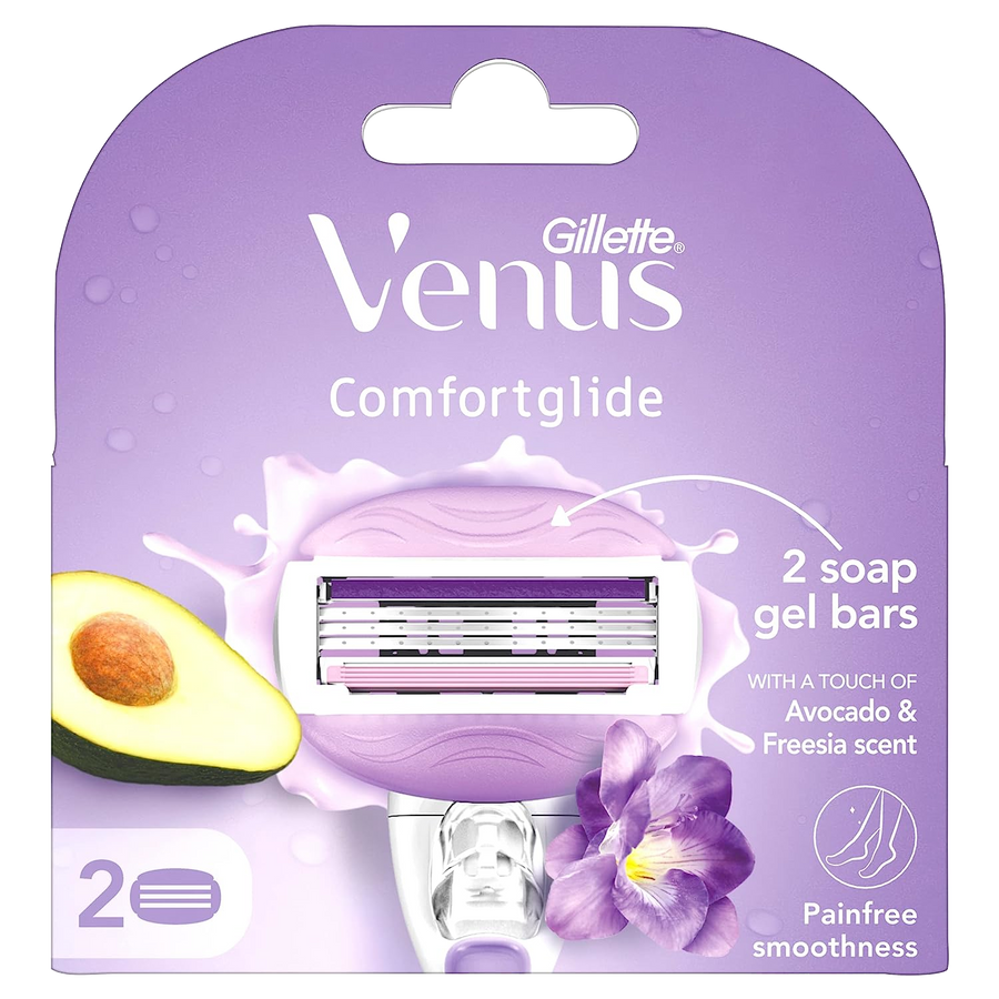 Gillette Venus Comfortglide 2 Pack Blades with Avocado Oils & Freesia Gel Bars
