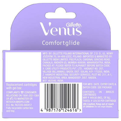 Gillette Venus Razor & 2 pack Venus Blades / Refills / Cartridges | 2 Pcs | for Women | (Avocado Oils & Freesia scent soap gel bars)