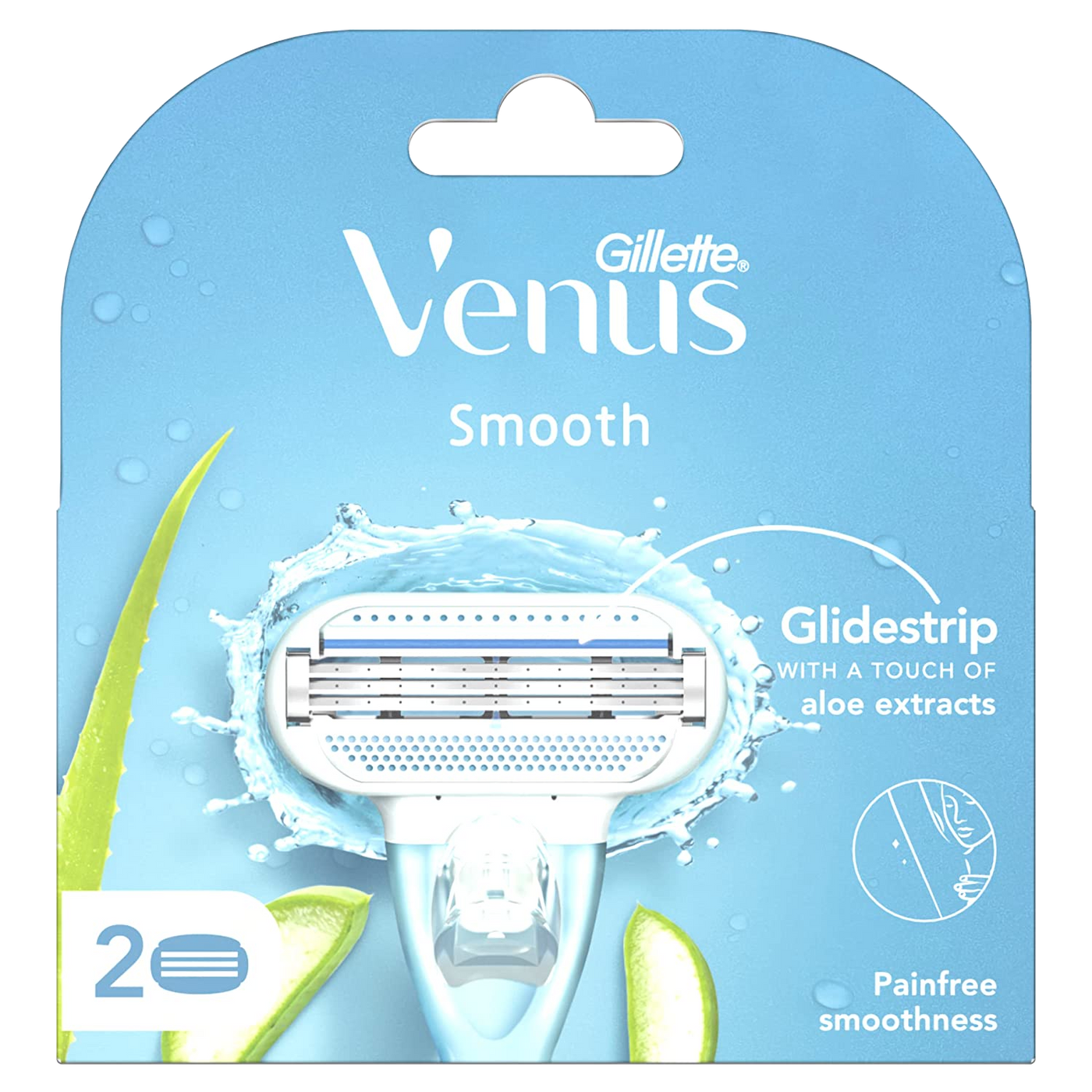 Gillette Venus Smooth 2 Pack Blades with an Aloe Vera Glidestrip