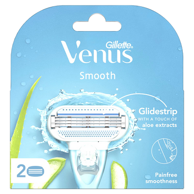 Gillette Venus Smooth 2 Pack Blades with an Aloe Vera Glidestrip