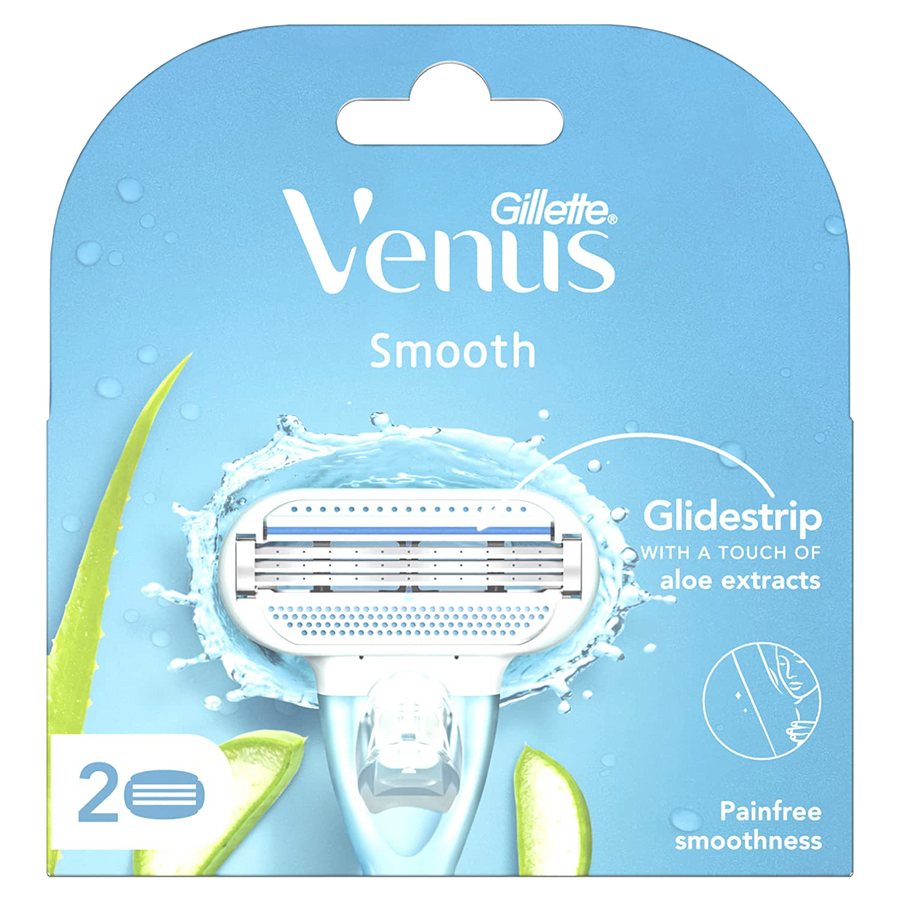 Gillette Venus Smooth 2 Pack Blades with an Aloe Vera Glidestrip