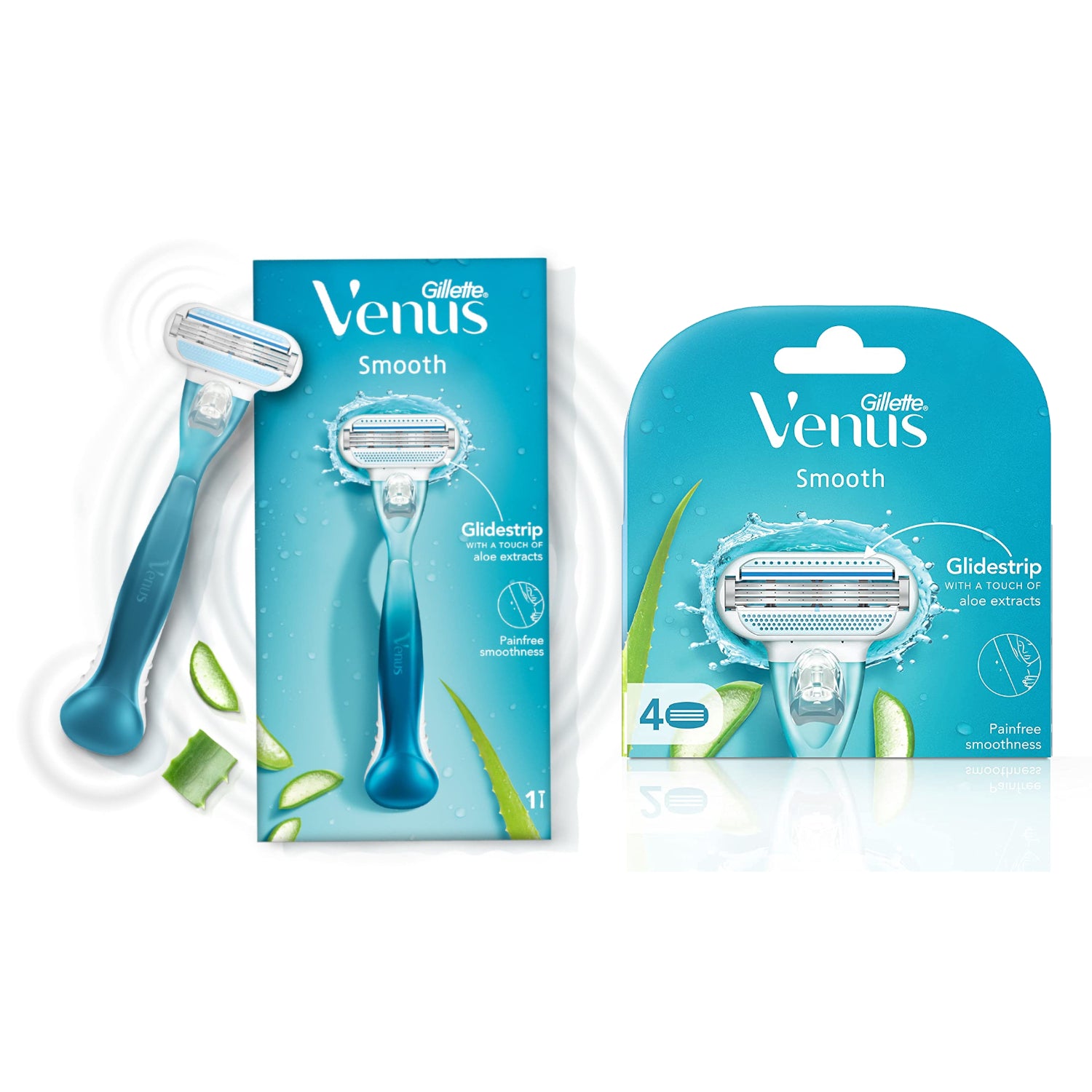 Gillette Venus Smooth 4 Pack Blades with an Aloe Vera Glidestrip
