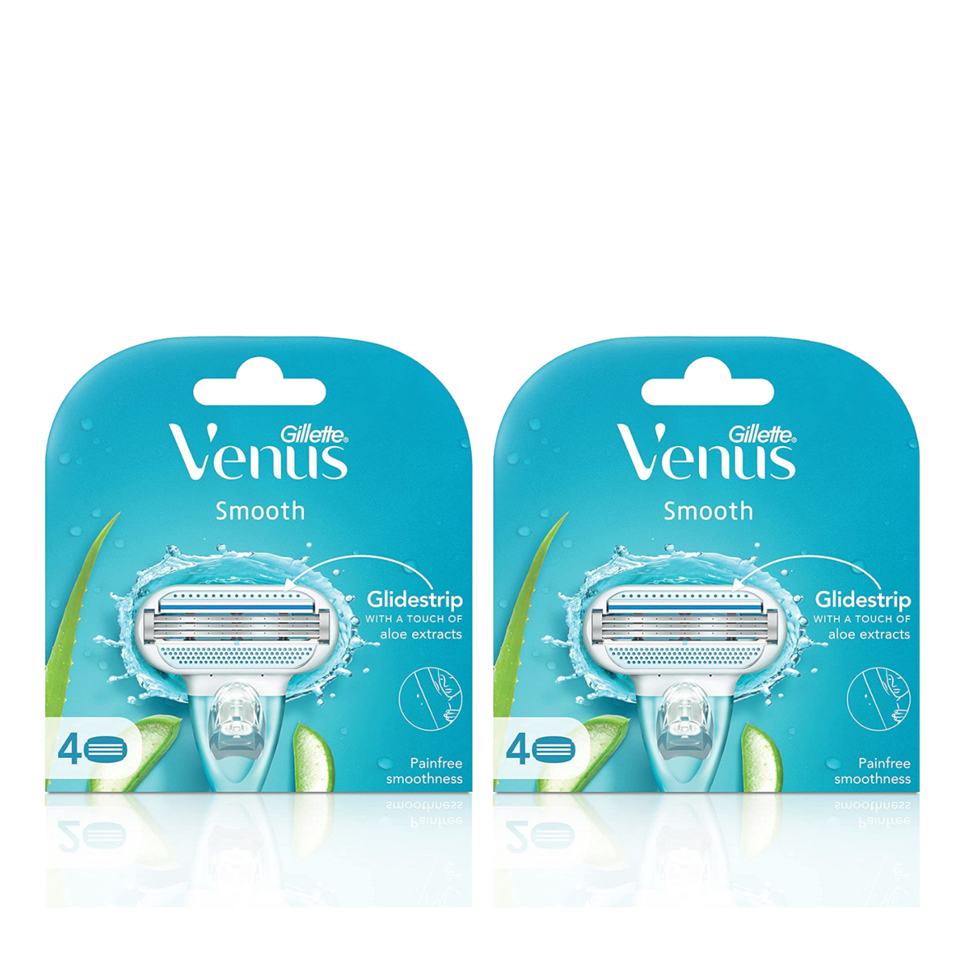 Gillette Venus Smooth Hair Removal Razor Blades/Refills/Cartridges (8 pieces) for Women - (Aloe Vera Glidestrip)