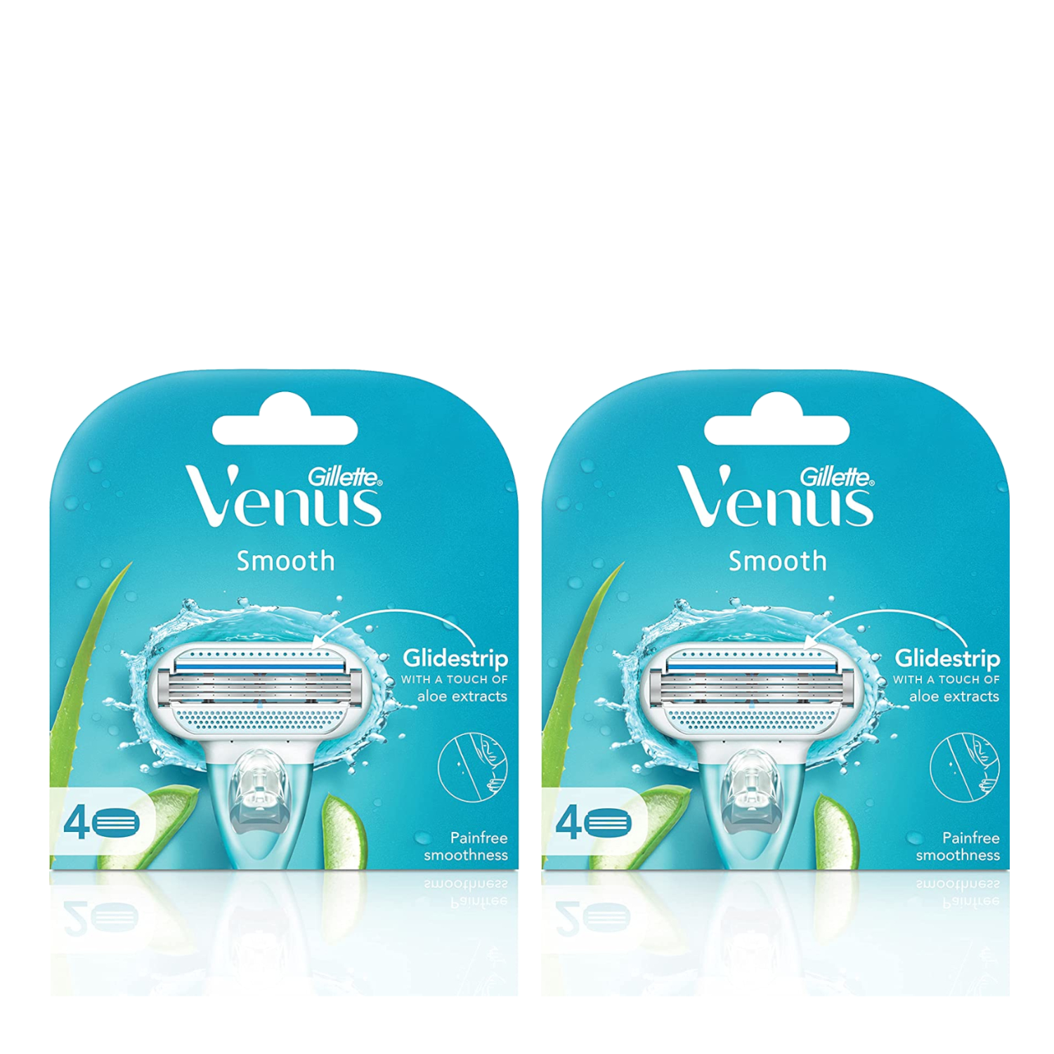 Gillette Venus Smooth Hair Removal Razor Blades/Refills/Cartridges (8 pieces) for Women - (Aloe Vera Glidestrip)