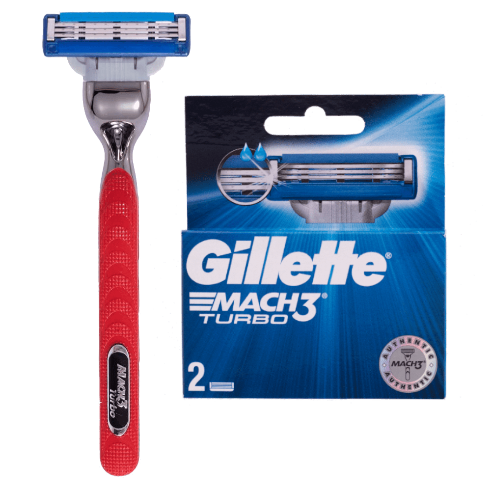 Gillette Mach3 Turbo Razor and 2 Pieces Blades