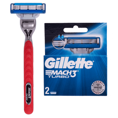 Gillette Mach3 Turbo Razor and 2 Pieces Blades