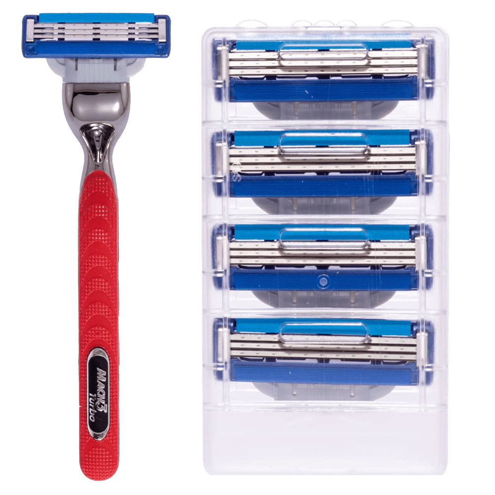 Gillette Mach3 Turbo Razor and 4 Pieces Blades