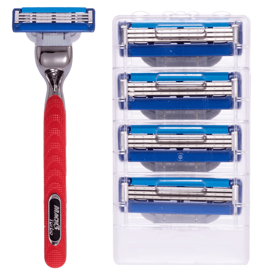 Gillette Mach3 Turbo Razor and 4 Pieces Blades